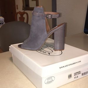 New Grey nubuck block heels